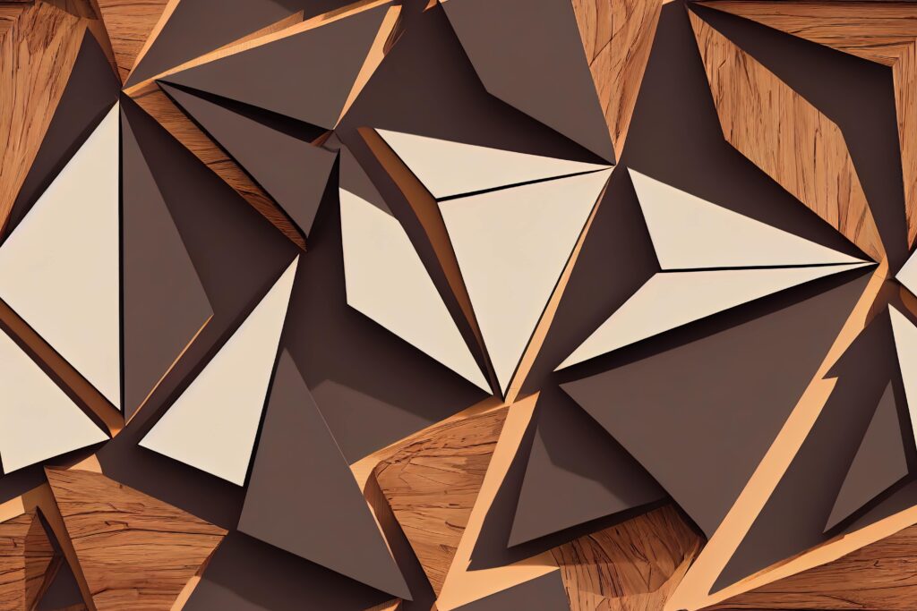 wooden abstract triangle background seamless pattern 3d rendering